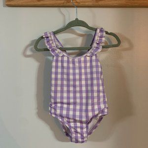 Purple Checkered One-Piece Girls’ Bathing Suit